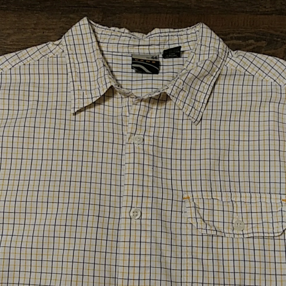 Vans short sleeve white shirt with yellow and blue
